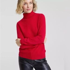 Charter Club 100% Cashmere Bright Red Turtleneck Classic Soft Sweater Large